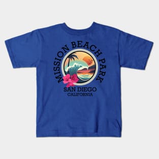 Mission Beach Park - California (with Black Lettering) Kids T-Shirt